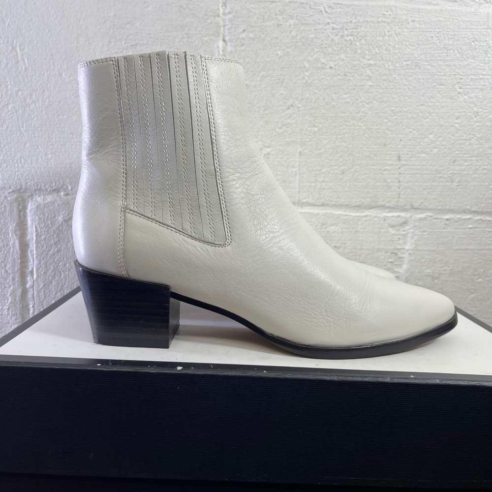 Rag & Bone Rover White Leather Chelsea Boots Pull On Women's Size 40 EU/10 US